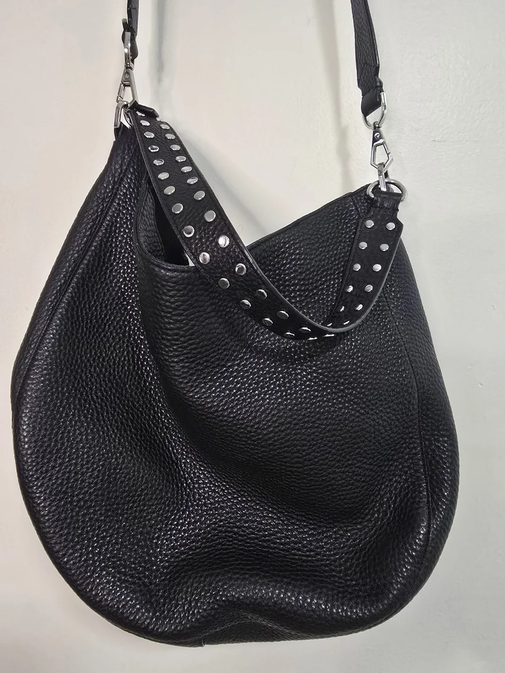 Rebecca Minkoff Black Pebbled Leather convertible hobo bag